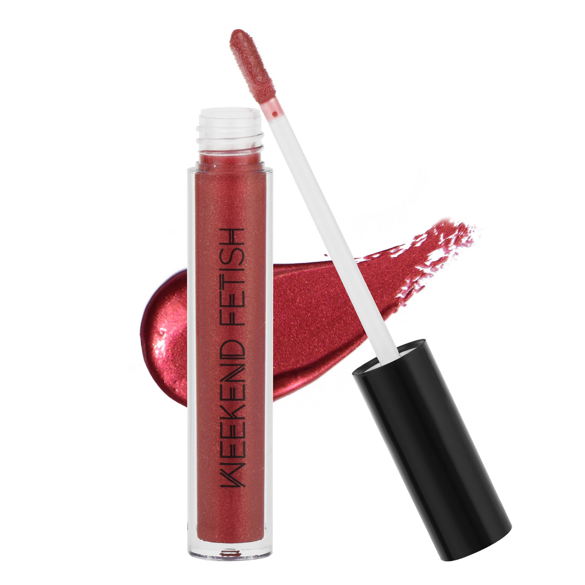 Weekend Fetish Shimmer Lip Gloss in Pressure, a reddish shimmer shade