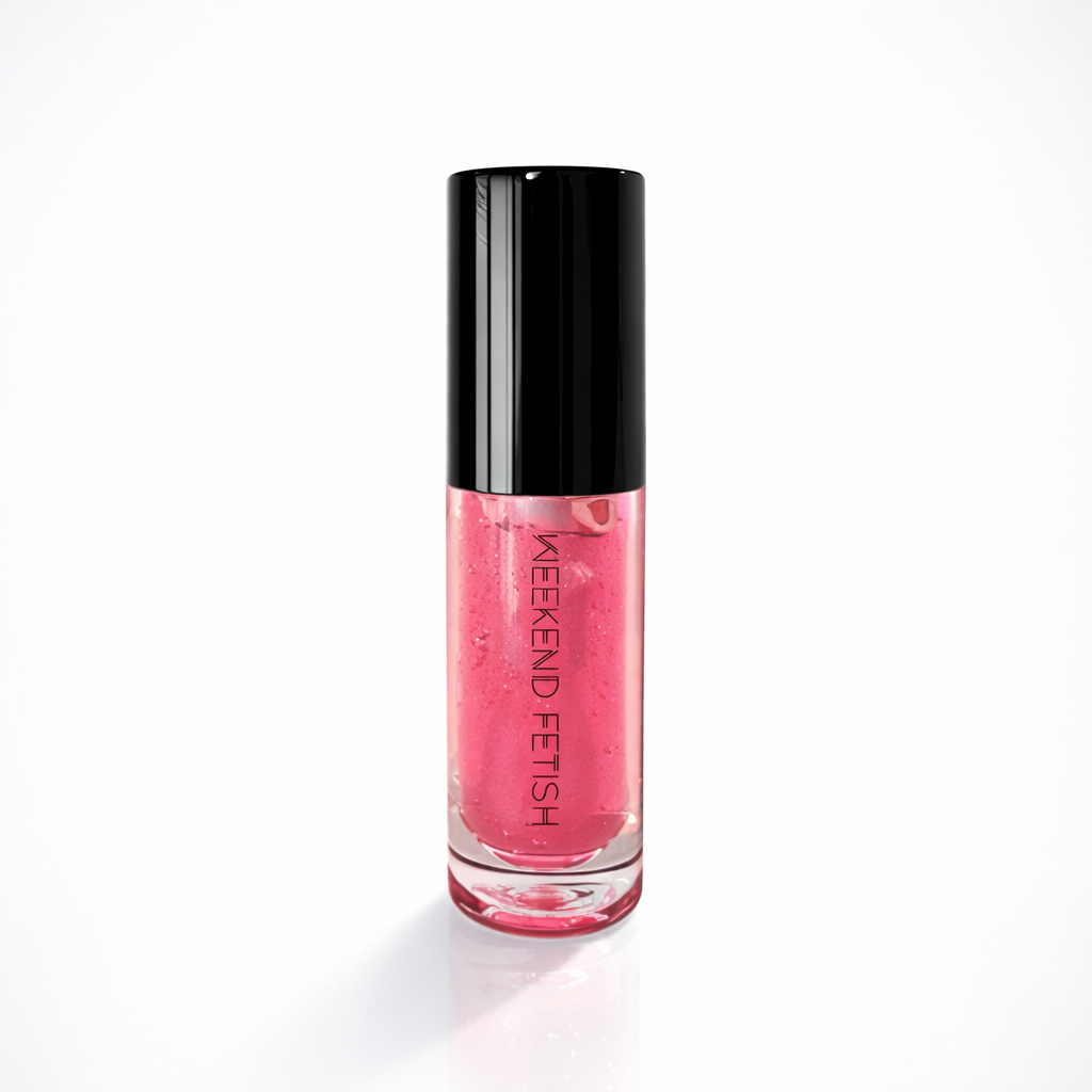 Weekend Fetish Hydrating Lip Oil in Raspberry with a glossy finish