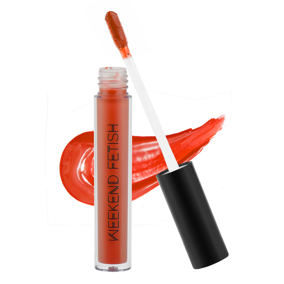 Weekend Fetish Lip Luster Lip Gloss in Flame, a bright red shade
