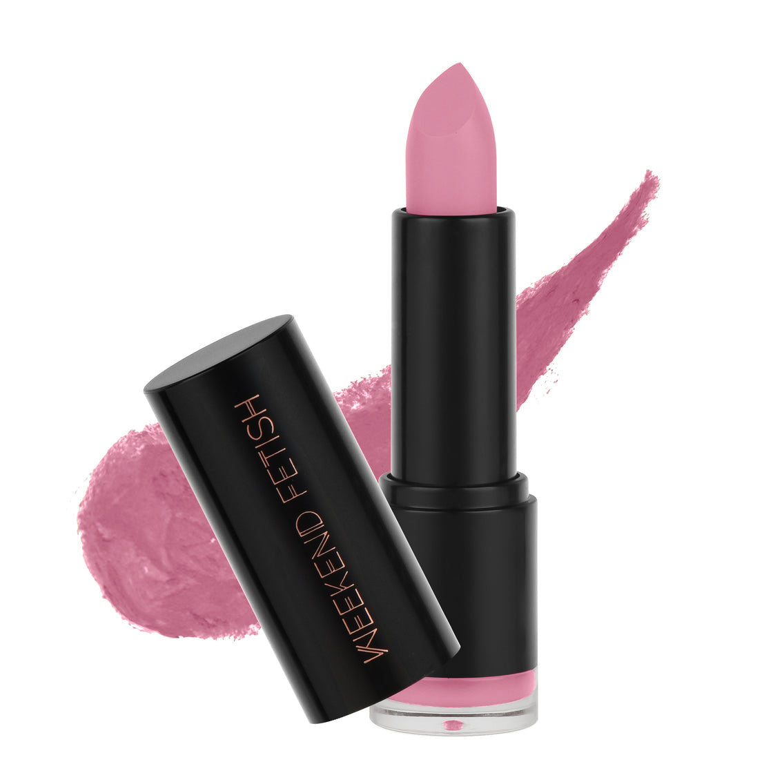Weekend Fetish Creamy Matte Lipstick Rebel in a nude violet shade