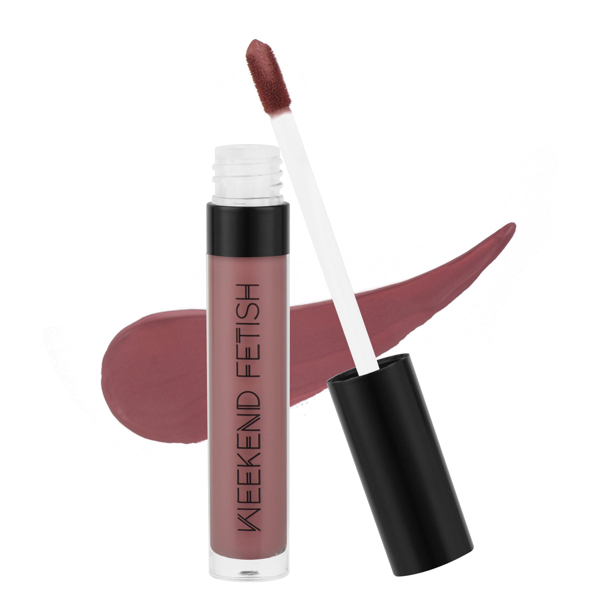 Weekend Fetish Matte Liquid Lipstick in Blush for Me, a nude pink shade