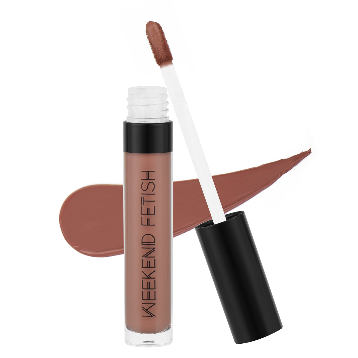 Weekend Fetish Matte Liquid Lipstick in Boss Up, a nude pinkish-brown shade
