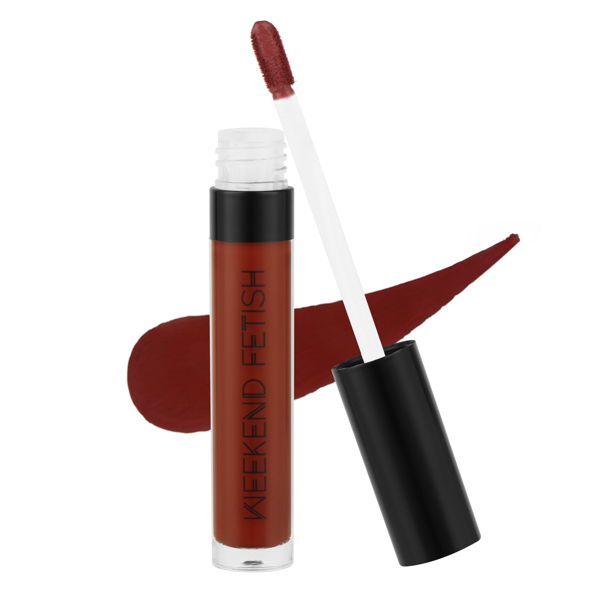 Weekend Fetish Matte Liquid Lipstick in Empress, a bold red shade