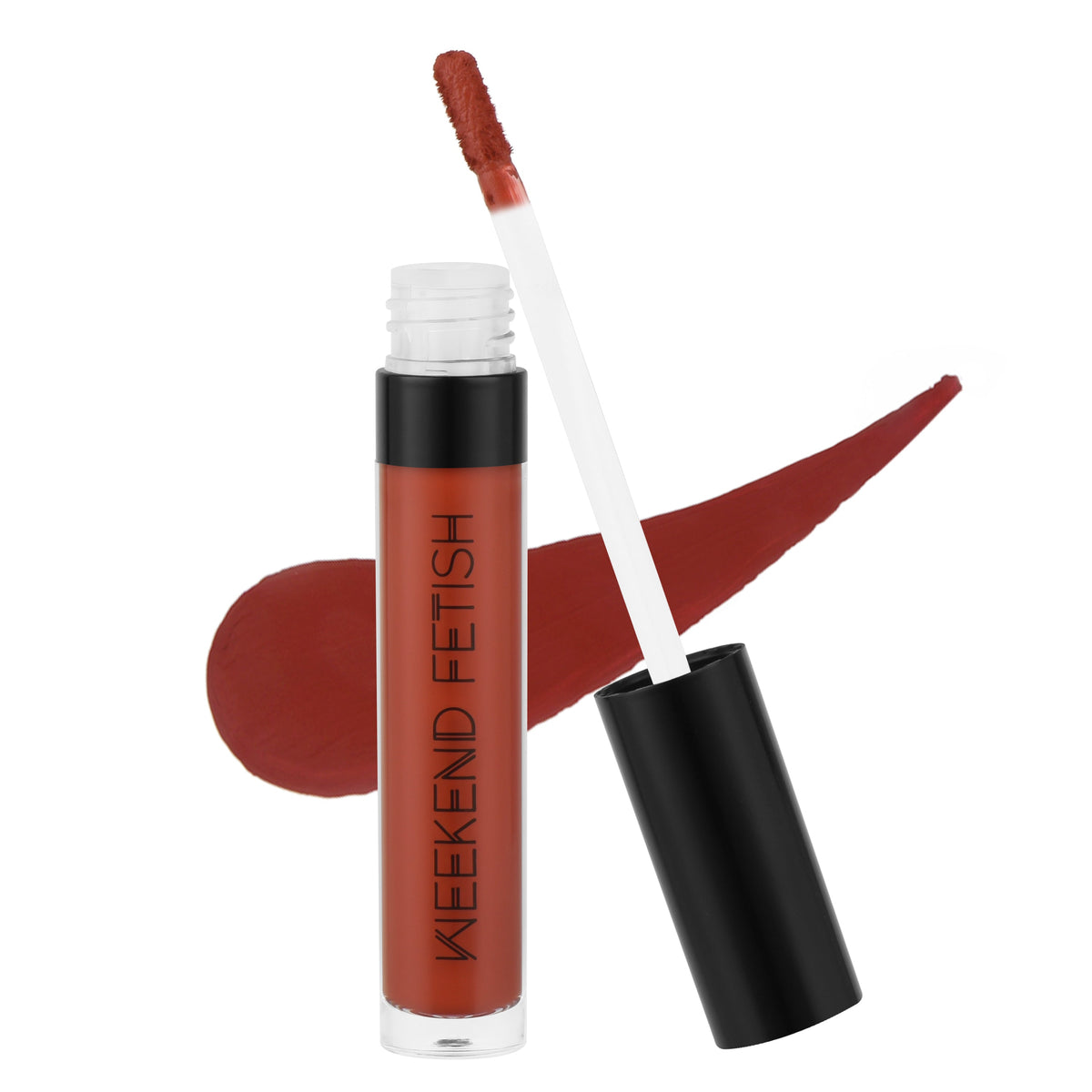 Weekend Fetish Matte Liquid Lipstick in Kissy Face, a bold red shade