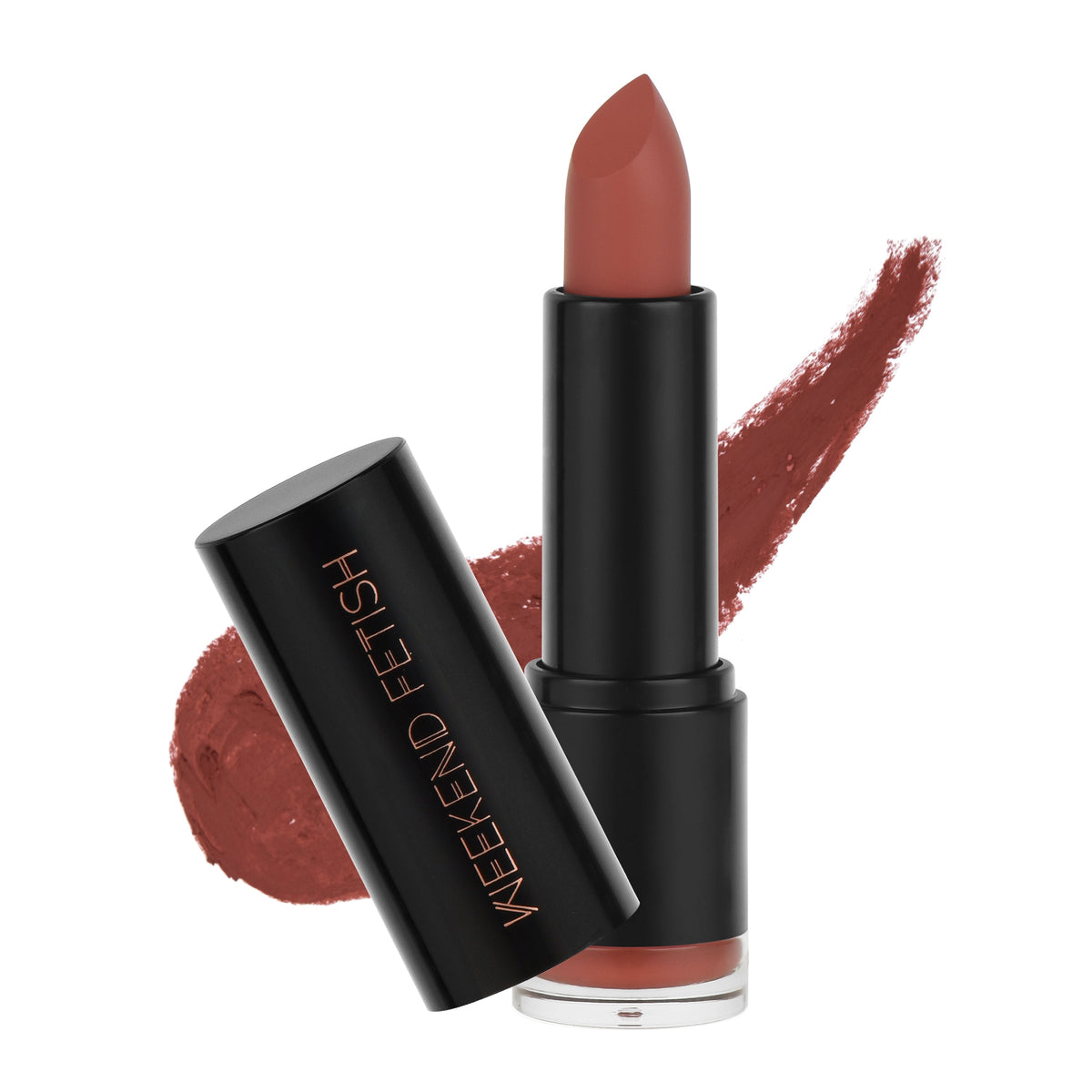 Weekend Fetish Creamy Matte Lipstick Luscious, in a warm nude shade